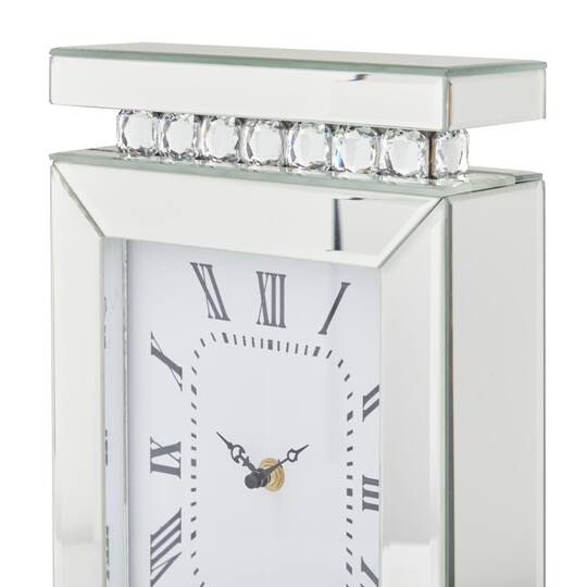 Silver MDF Glam Clock, 14" x 8" x 3"